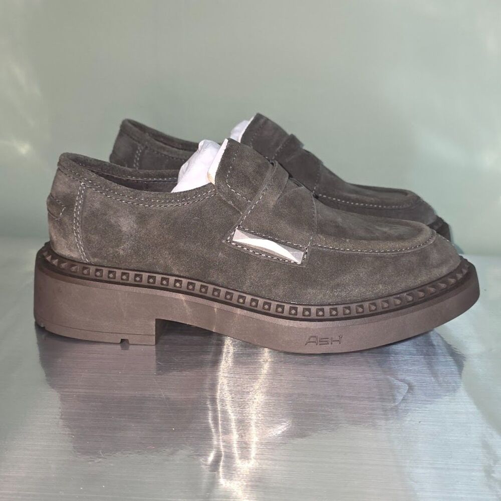 Ash Women's Medusa Studded Platform Suede Loafers Size: 5.5